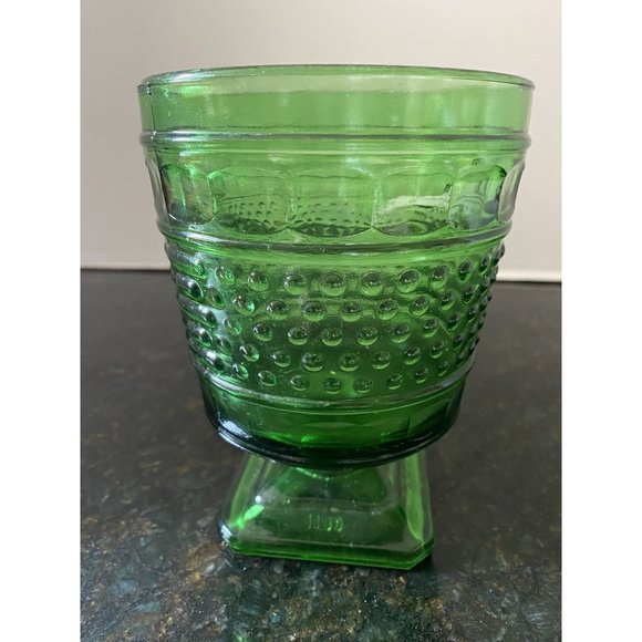 Napco 7" H Green Hobnail Thumbprint Footed Planter, Cleveland, Ohio, #1180 - Picture 2 of 6